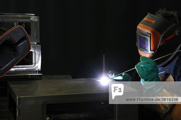 Welder TIG welding aluminium cases  engineering works