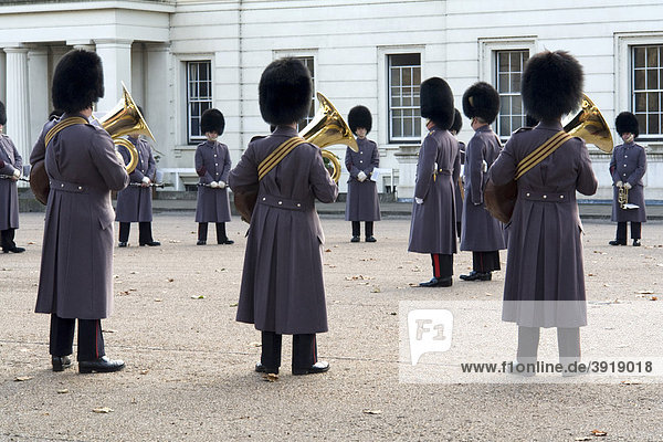 Guards playing music in front of the Guards Home Office  London  London  England  United Kingdom  Europe