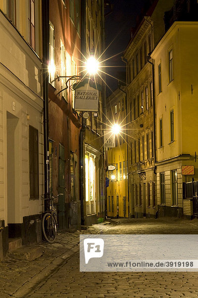 Nachtaufnahme Altstadt Gamla Stan  Stockholm  Schweden  Skandinavien  Europa