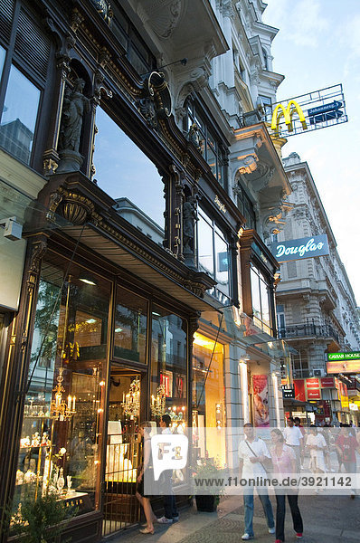 Shop-window of traditional store Lobmeyr  Kaerntner Strasse  shopping street  Vienna  Austria  Europe