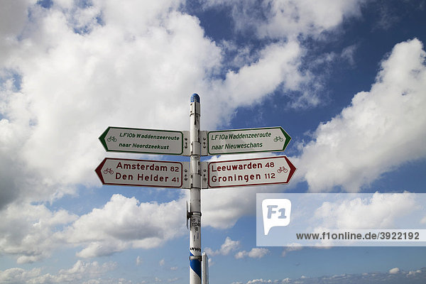 Niederländische Wegweiser für Radfahrer Niederlande Europa