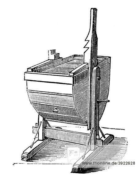 Vibration machine  historical illustration from: Marie Adenfeller  Friedrich Werner: Illustrated cooking and housekeeping book  Friedrichshagen 1899-1900  p. 1076  FIG 1131
