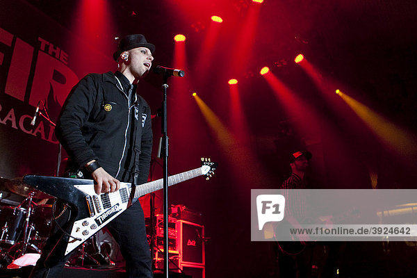 Singer and frontman Olly from the Italian rock band The Fire live at the Stadthalle Sursee Lucerne Switzerland