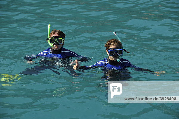 Snorkeling  wetsuit  Hook Island  Whitsunday Islands National Park  Queensland  Australia