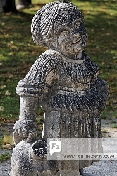 Female dwarf sculpture series of crippled people from the Baroque period Zwergelgarten Mirabellgarten Mirabell Palace gardens Salzburg Austria Europe