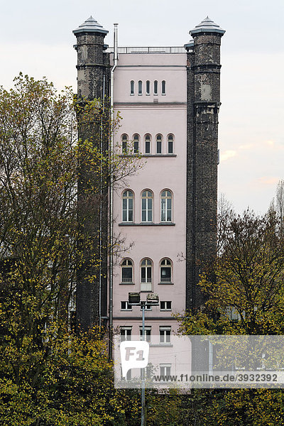 Historical lift tower traject train ferry Ruhrort-Homberg Duisburg Ruhr North Rhine-Westphalia Germany Europe