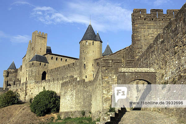 Mittelalterliche Festungsstadt Carcassonne  Aude  Languedoc-Roussillon  Frankreich  Europa