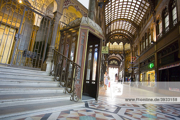 Historic shopping arcade  Parisi udvar  Budapest  Hungary  Eastern Europe