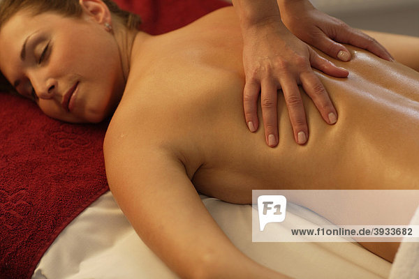Woman being massaged  spa