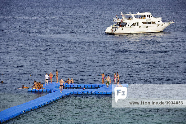 Floating platform for snorkeling and diving in the Red Sea  Sharm el Sheikh  Egypt  Africa