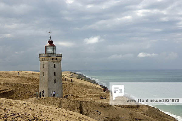 Lighthouse of Rubjerg Knude on a wandering dune  Jammerbugt  Hjoerring  North West Jutland  Vendsyssel  Denmark  Scandinavia  Europe