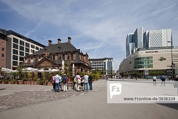 Die Hauptwache  rechts der Kaufhof und der Büroturm  Projekt Palais Quartier  Thurn-und-Taxis-Platz  Frankfurt am Main  Hessen  Deutschland  Europa