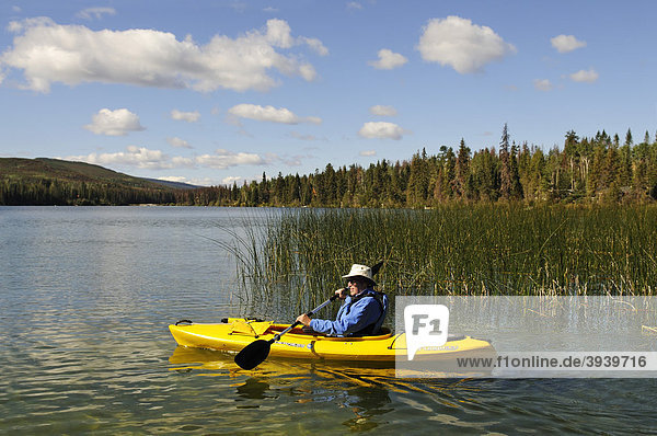 Kayak on a lake  British Columbia  Canada