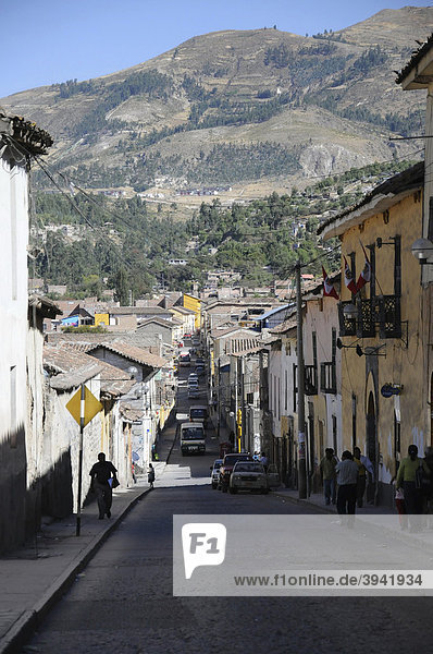 Street San Martin  Ayacucho  Inca settlement  Quechua settlement  Peru  South America  Latin America