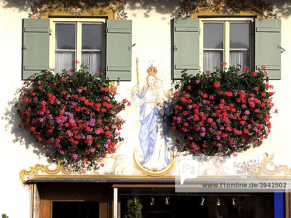 Heiligenbild  Wandbild  Oberaudorf  Oberbayern  Deutschland  Europa