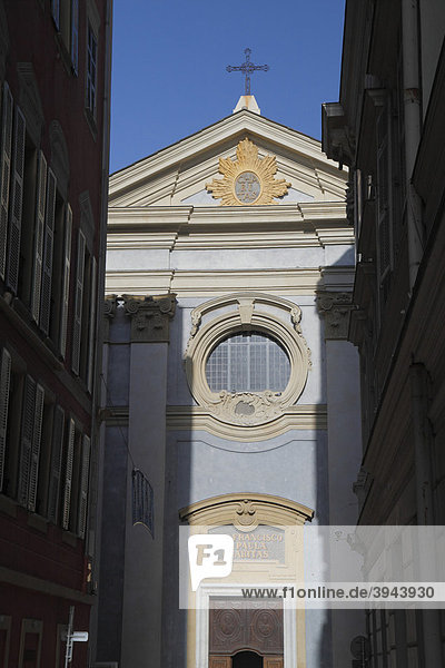 Eglise Saint-Francois-de-Paule  Fassade mit Rundfenster  Nizza  DÈpartement Alpes Maritimes  RÈgion Provence Alpes CÙte d'Azur  Südfrankreich  Frankreich  Europa