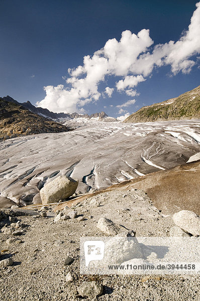 Rhone-Gletscher  dahinter Dammastock  Furkapass  Wallis  Schweiz  Europa