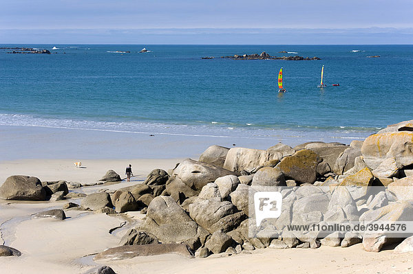 Recreational activity on the beach near Kerbrat  Cleder  Finistere  Brittany  France  Europe