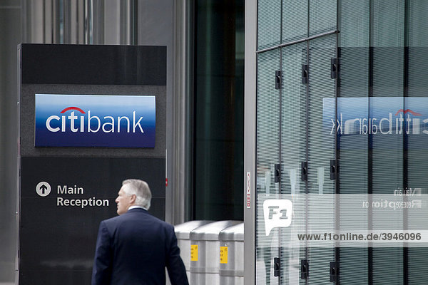 Headquarters of the Citi Bank in the Citigroup Center in Canary Wharf  London  England  United Kingdom  Europe