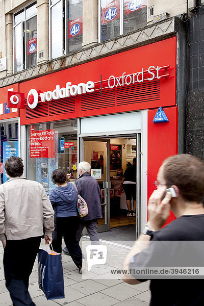 Store of the telecommunications company Vodafone on Oxford Street in London  England  United Kingdom  Europe