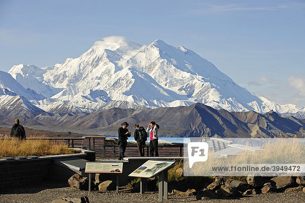 Mt McKinley  highest mountain of North America  taken from the roof of the Eielson Visitor Center  Denali National Park  Alaska