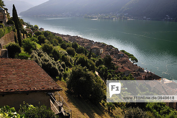 Morcote am Lago di Lugano gelegen  Kanton Tessin  Schweiz  Europa Luganersee Kanton Tessin