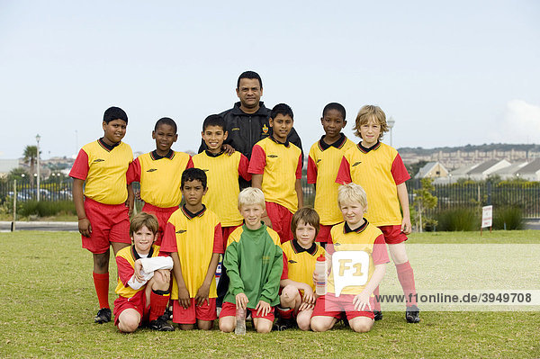 Gruppenbild der U11 Jugend-Fußballmanschaft des FC Rygersdal  Kapstadt  Südafrika  Afrika