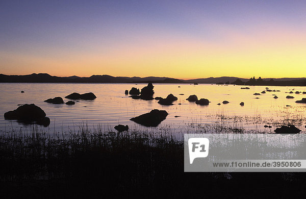Mono Lake bei Sonnenaufgang  Tuffsteine  bizarr  Kalifornien  Amerika  USA