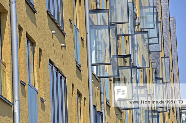 Zu Wohnungen umgebautes Speichergebäude Siebengebirge im Rheinauhafen  Köln  Nordrhein-Westfalen  Deutschland  Europa