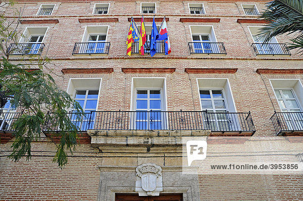 Fassade  Palacio de Pineda  internationale Universität Menendez Pelayo  Schule  Plaza del Carmen  Barrio del Carmen  Stadtviertel  Valencia  Spanien  Europa
