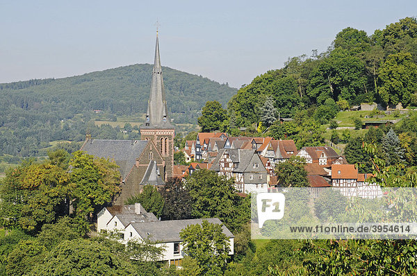 Evangelische Stadtkirche Stadtübersicht Biedenkopf Hessen Deutschland Europa
