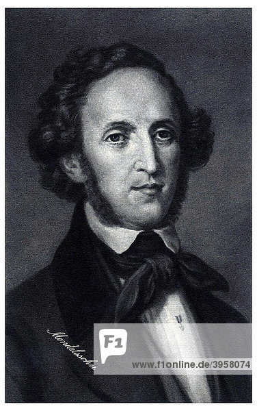 Historisches Portrait  Felix Mendelssohn Bartholdy  Jakob Ludwig Felix Mendelssohn Bartholdy