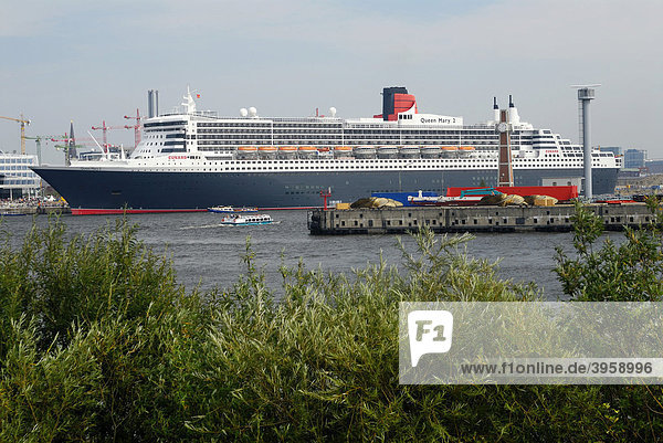 Cruise ship Queen Mary 2 at the Cruise Center in Hamburg  Germany  Europe