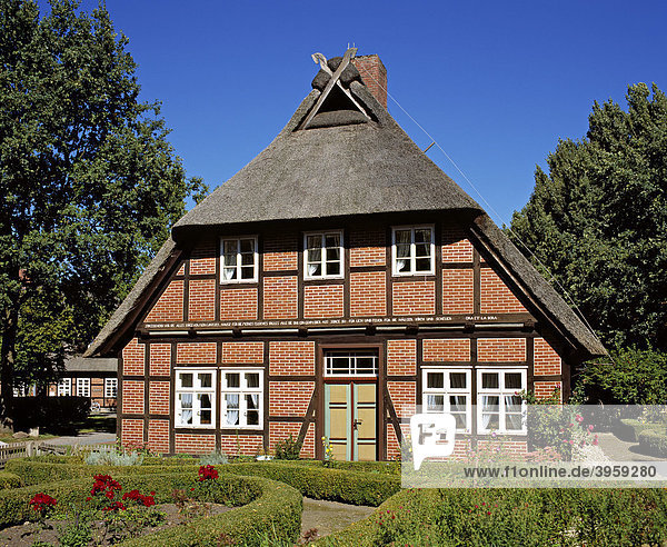 Traditionelles Haus in der Lüneburger Heide am Schröers Hof  Neuenkirchen  Niedersachsen  Deutschland