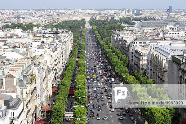 Panorama  Aussicht  vom Arc de Triomphe  Paris  Frankreich  Europa