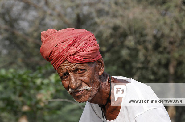 Indischer Bauer bei Kota  Rajasthan  Nordindien  Asien