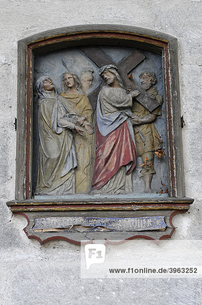 Heiligenbild am Kreuzgang  Wallfahrtskirche  St. Salvator  Schwäbisch Gmünd  Baden-Württemberg  Deutschland  Europa