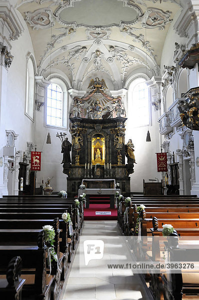 Innenansicht  Wallfahrtskirche Hohenrechberg  erbaut 1686  Rechberg  Schwäbisch Gmünd  Baden-Württemberg  Deutschland  Europa