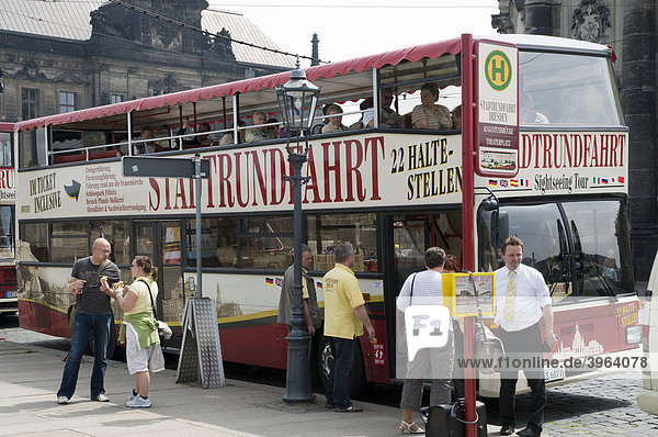 Sightseeing bus  Dresden  Saxony  Germany