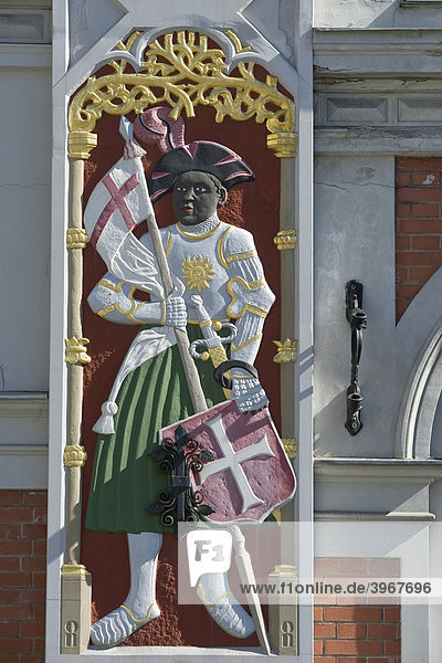 Detail  Wappen an Schwarzhäupterhaus  Riga  Lettland  Baltikum