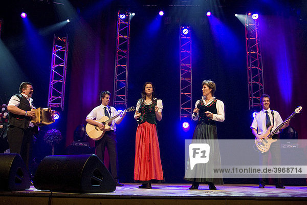 Swiss folk and schlager band Oesch's die Dritten  performing live at the 9th Schlager Nacht at Festhalle Allmend concert hall  Lucerne  Switzerland