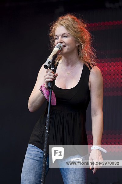 Singer Inga Humpe of the German pop band 2raumwohnung live at the Heitere Open Air in Zofingen  Switzerland