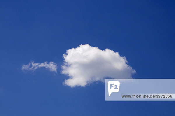 Cumuluswolke mit kleinem Schleier an blauem Himmel