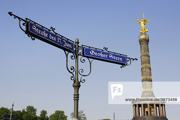 Straße des 17. Juni  Großer Stern  Viktoria auf der Siegessäule in Berlin  Deutschland  Europa