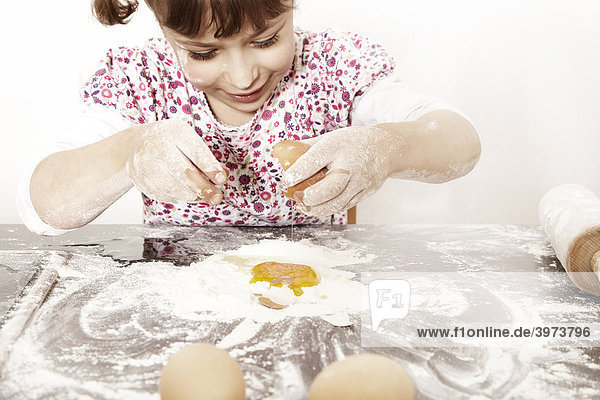 Six-year-old girl  baking