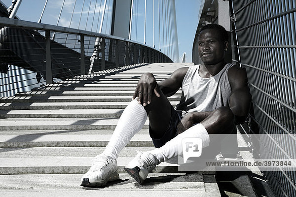 Young dark-skinned athlete portrait