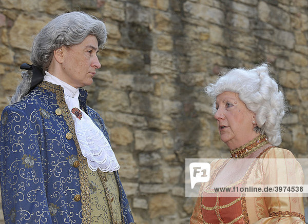 Life in the Baroque period of the 18th Century  couple in Venetian clothes  Schiller Jahrhundertfest century festival  Marbach am Neckar  Baden-Wuerttemberg  Germany  Europe