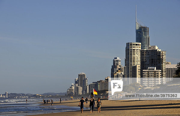 High-rise buildings  beach  Main Beach  Surfers Paradise  Gold Coast  New South Wales  Australia
