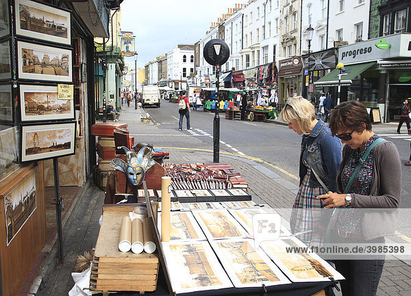 Portobello Road  Straßenmarkt  Flohmarkt  London  Großbritannien