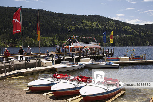 Cruise ship at Lake Titisee in the Black Forest  Baden-Wuerttemberg  Germany  Europe